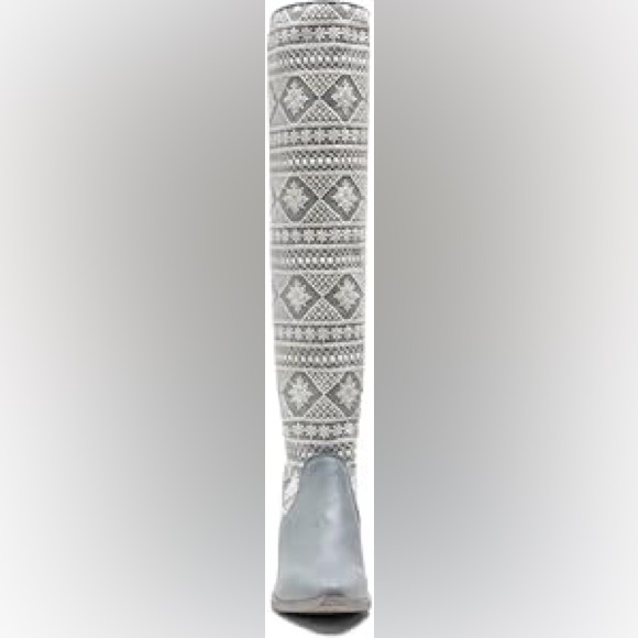 NWOT Free People Bren Denim & Crochet Tall Boot in Calm Waters Size 7 - Picture 4 of 11